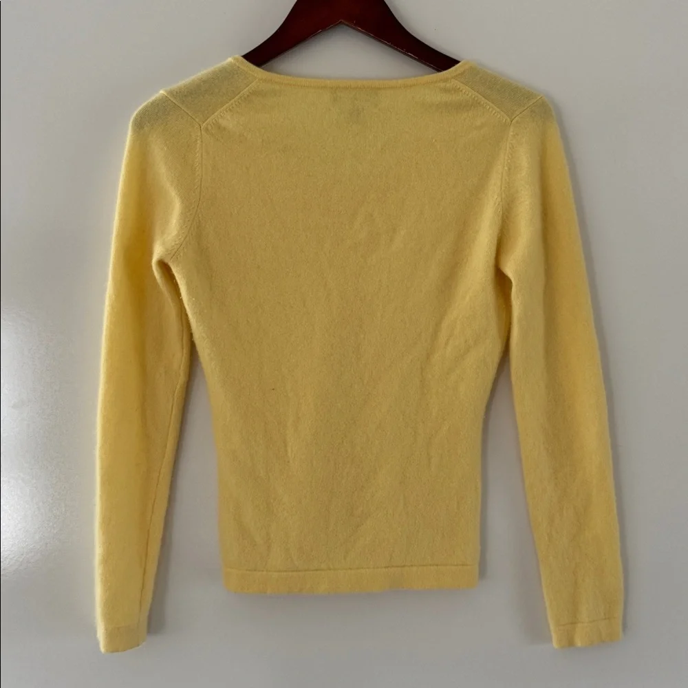 Pure Cashmere Sweater Womens 2 Small Yellow V Neck Long Sleeve Knit